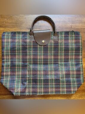 Foldable Tote Bag - Plaid